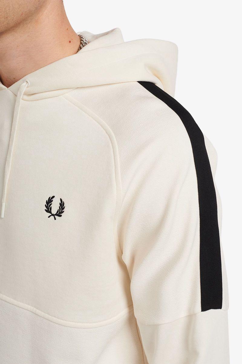 White Fred Perry Taped Hooded Men's Sweatshirts | PH 1608ZUTG